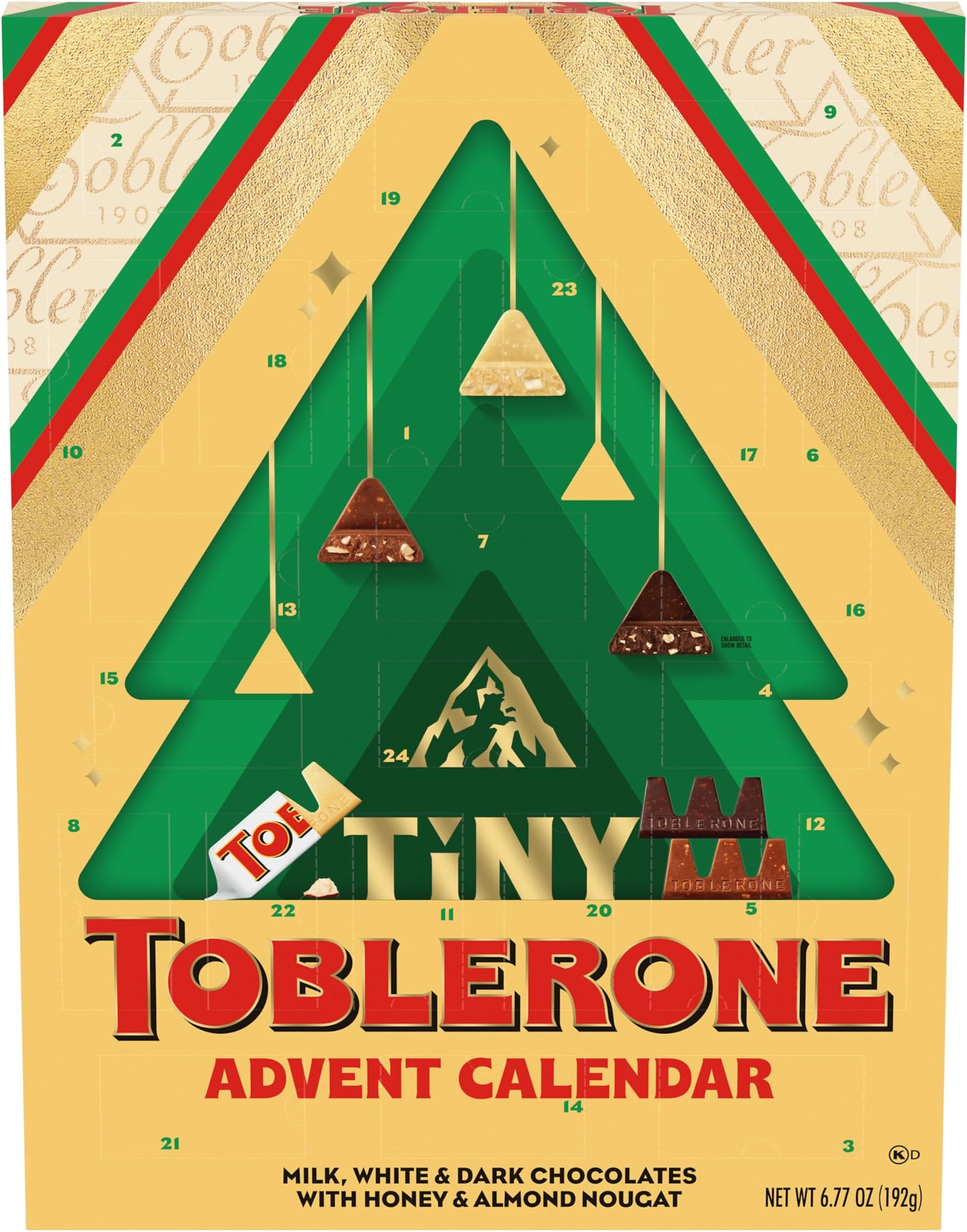 Tiny Assorted Chocolate Bars, Holiday Advent Calendar, 24 Days