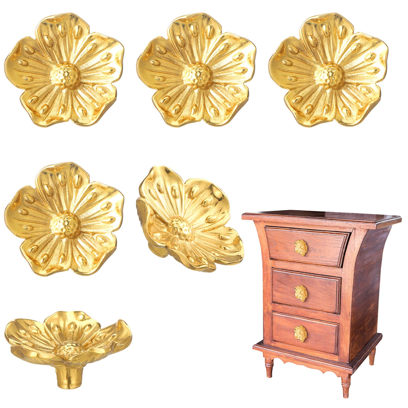 gold flower dresser knobs EE-533 Flower Knob - Daisy main image 1
