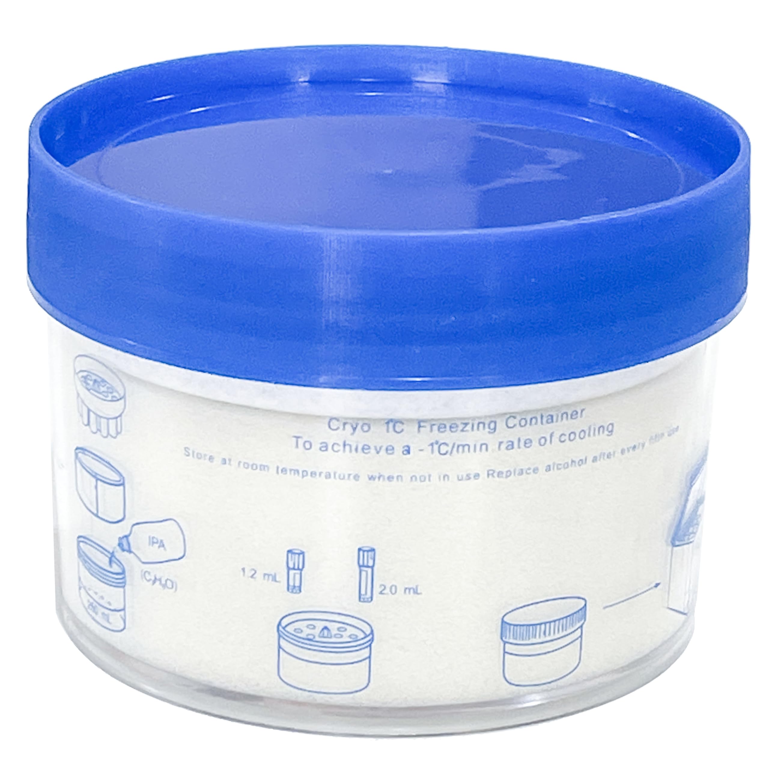 MUHWA Cryo 1 ℃ (-33,8 ℉) Gefrierbehälter, PC-Glas mit HDPE-Deckel und Röhrchenmulden, 18-Platz-Kryoröhrchengestell, passend für 1–2 ml-Kryoröhrchen, 1 Stück