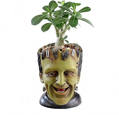 Divertida maceta con agujero de drenaje, maceta de resina, soporte para lápices, almacenamiento de escritorio (árbol divertido B)