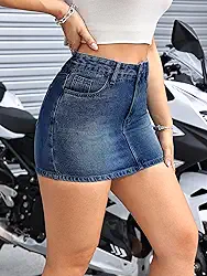 Minissaias jeans femininas cintura alta casual moda jeans 2025 verão moderno, preto