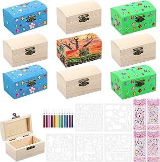 10Pcs Small Wooden Boxes for Crafts, Unfinished Wood Box with Lids, Mini Treasure Chest Small Craft Box, Jewelry DIY Mini Craft Boxes to Paint for Kids Adults Classroom Party Handmade (3.5 x 2 x 2in)