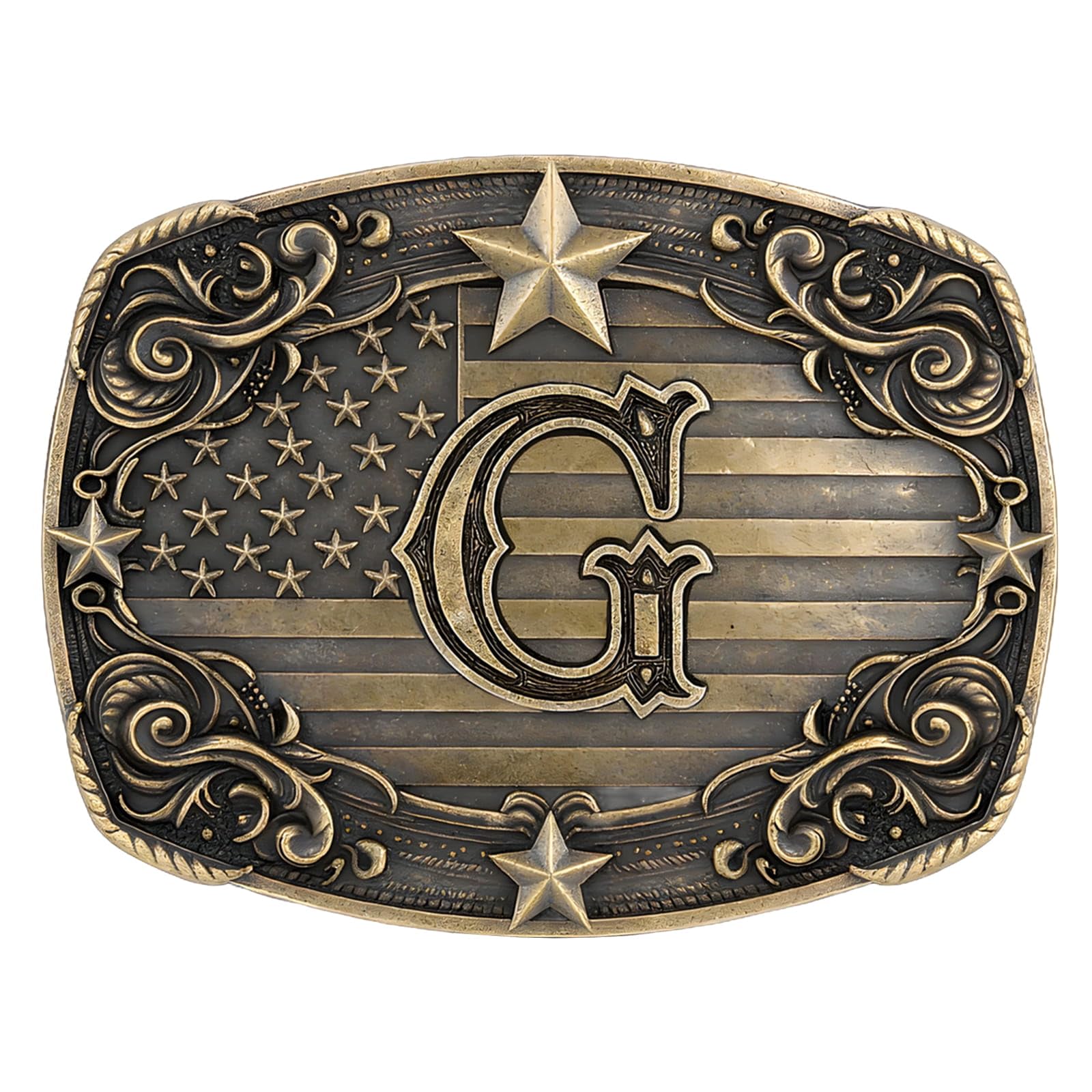 Western Cowboy Vintage Rodeo A-Z Initial Letter Belt Buckle Men