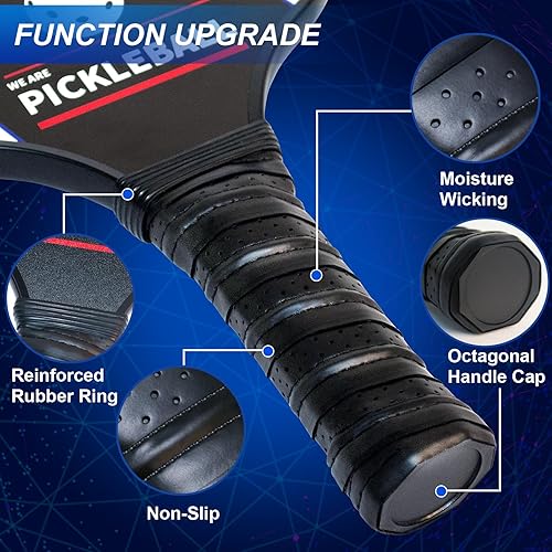 Miniatura 4 de Palas de pickleball aprobadas por USAPA, juego de 2, superficie de fibra de vidrio, polímero ligero de panal antideslizante, 4 bolas de pickleball y