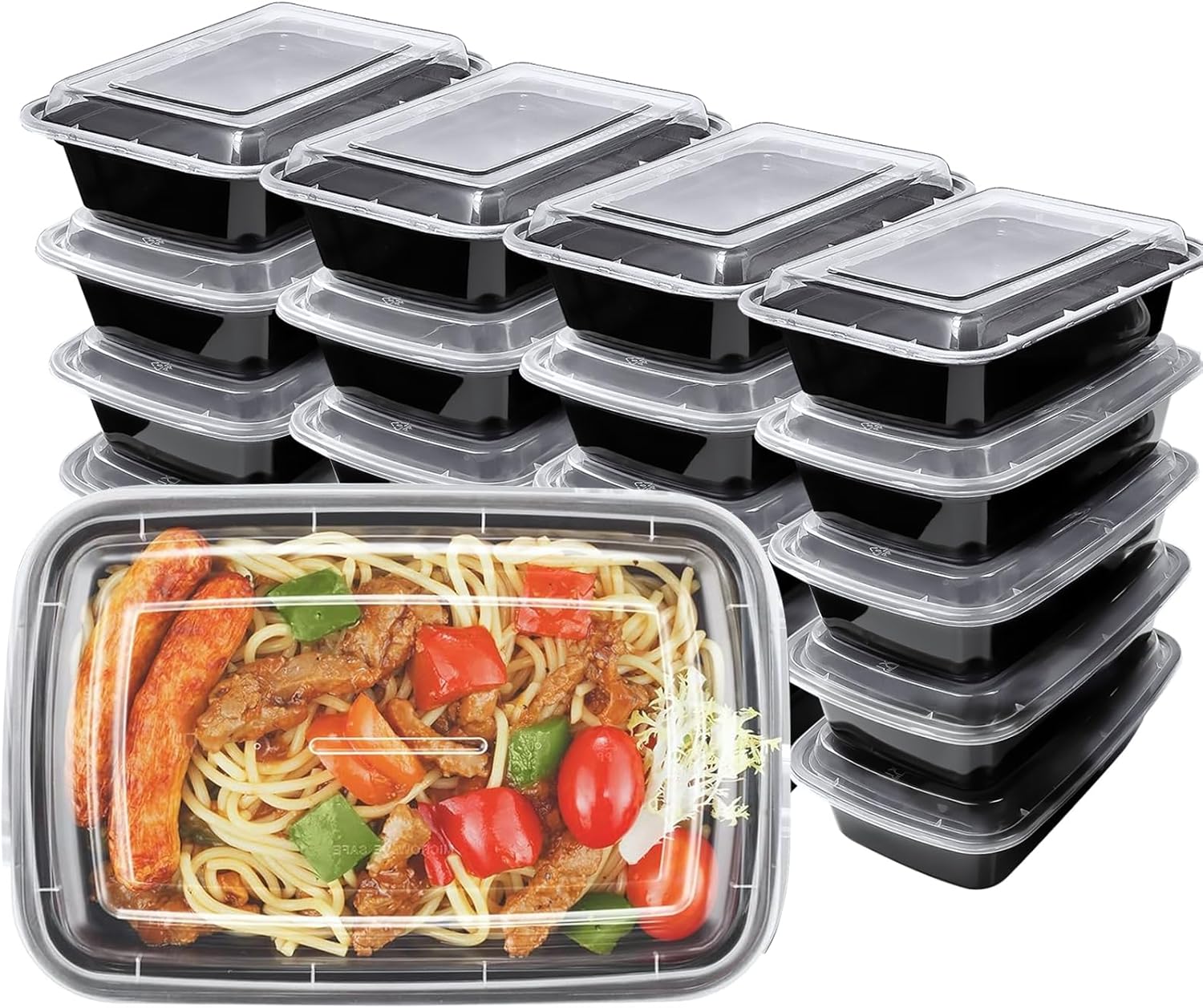 20 Contenitori Per Pasti 907g Con 2 Scomparti - Coperchi Ermetici, Adatti A Microonde E Congelatore - Riutilizzabili E Lavabili