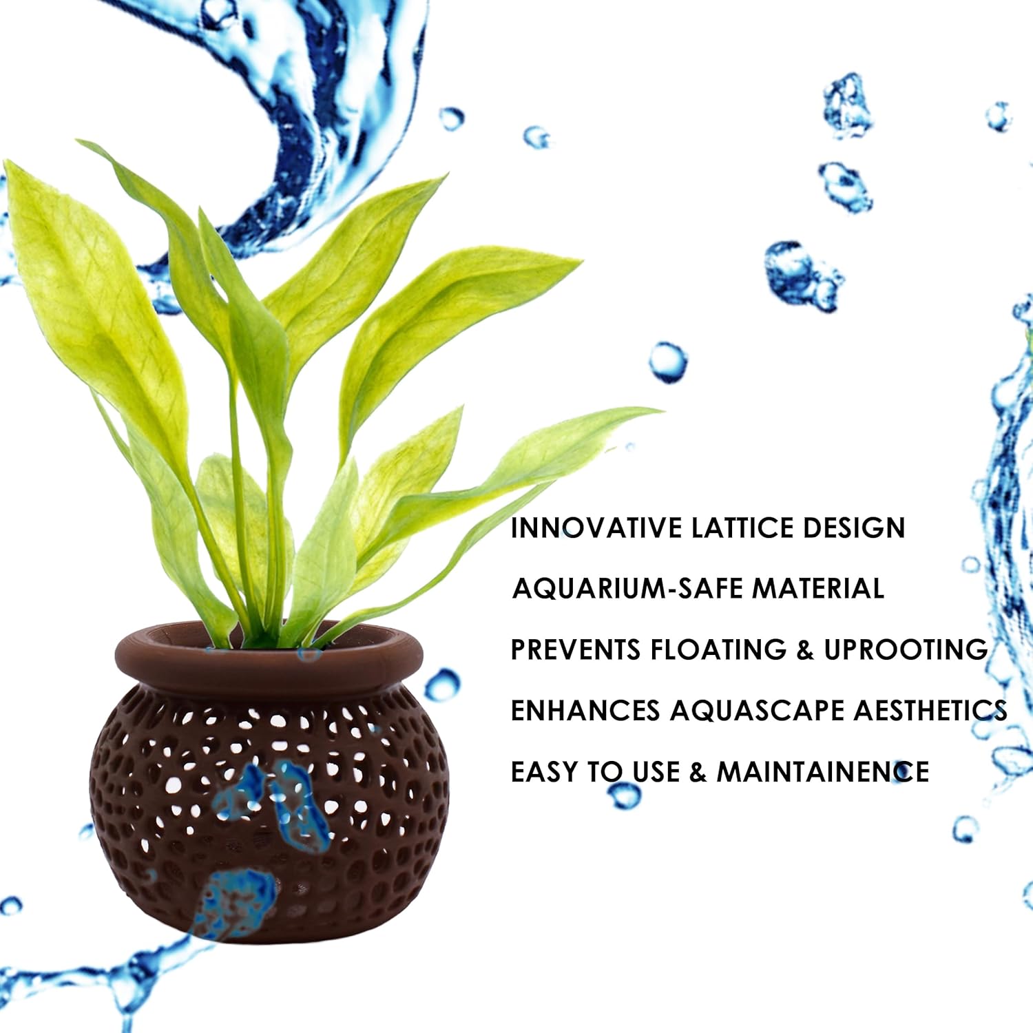 Aquarium Plant Pot Holders, Aquatic Plant Holder, Securely Hold Aquatic Plants, Promoting Healthy Root Growth, Fish Tank Aesthetic (Pack of 4)