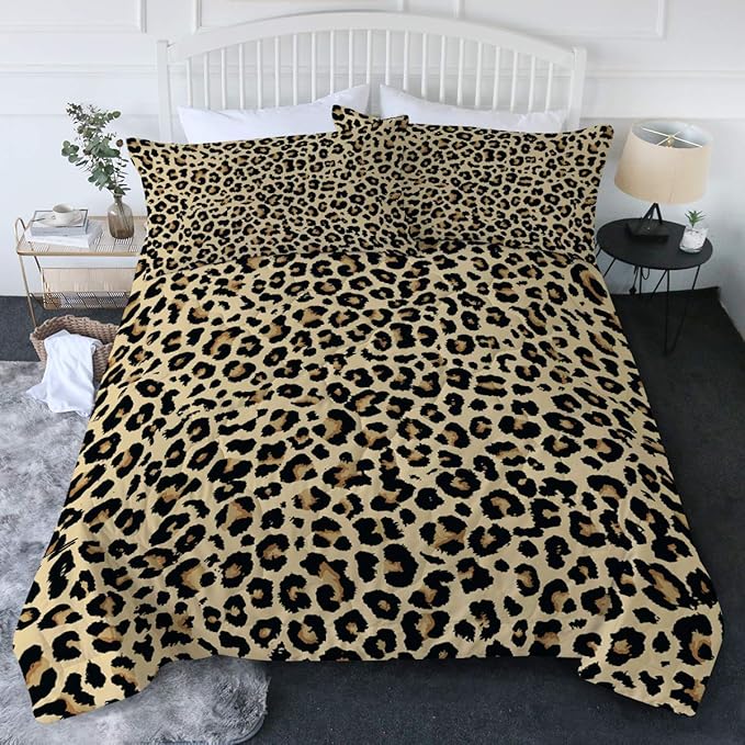 picture Cheetah Print Comforter Set Walmart blessliving leopard comforter set animal print cheetah full queen bedding 3 piece golden comfortable comforter with 2 pillow shams home bedding sets