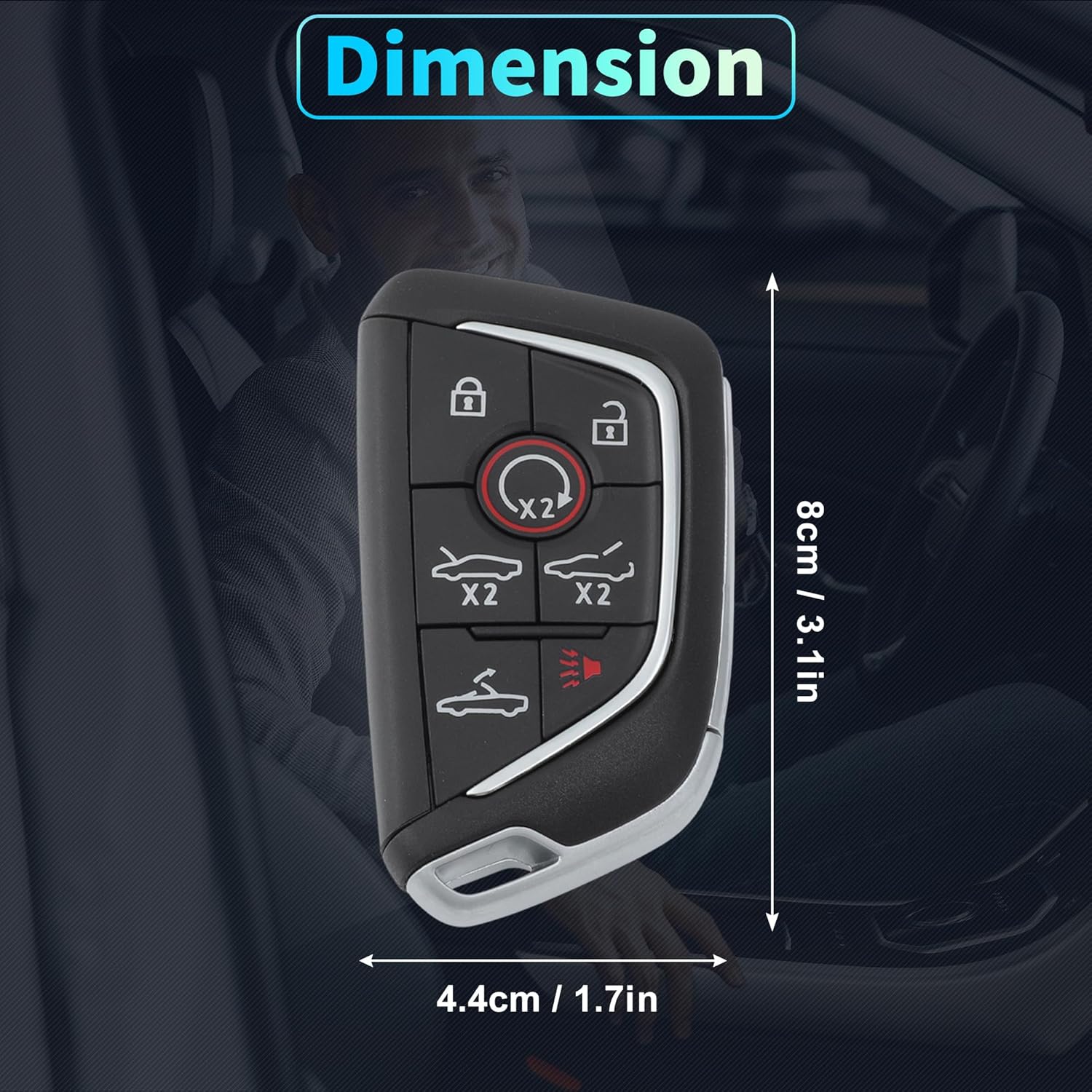 X AUTOHAUX YG0G20TB1 433MHz Replacement Keyless Entry Remote Smart Key Fob for Chevrolet Corvette C8 2020 2021 2022 2023 2024 4 Buttons