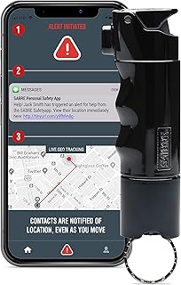 SABRE SMART Bluetooth Pepper Spray, Only Pepper Spray with Free Live GPS Tracking & Text Alerts in Emergencies, Includes P...