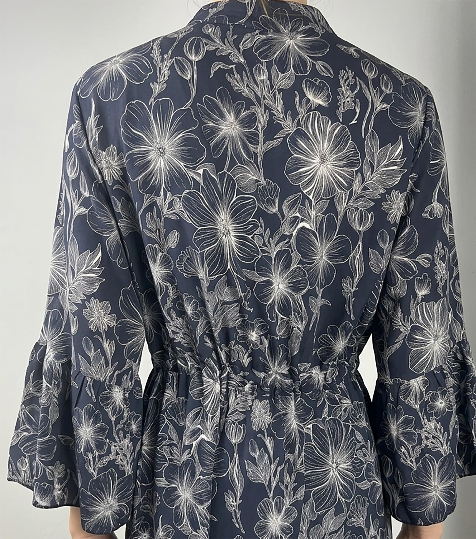 Vestito Midi Donna in Viscosa, Abito a Fiori con Maniche 3/4 | Realizzato in Italia, offre una vestibilità morbida e confortevole con pratica vita regolabile