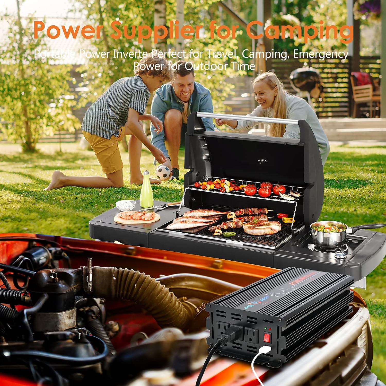 Up To 50% OFF 2000W Power Inverter, Car Inverter DC 12V to AC 110V with Wireless Remote Control, LCD Digital Display Power Converter with Triple AC Outlets 1 USB Port for Travel/Camping (Modified Sine)