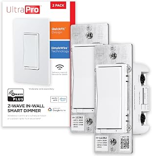 700 Series Z-Wave In-Wall Smart Rocker Light Dimmer with QuickFit & SimpleWire, 3-Way Ready, Works with Alexa, Google Assistant, Z-Wave Hub Required, Smart Home, Voice Control, 2 Pack, 59372
