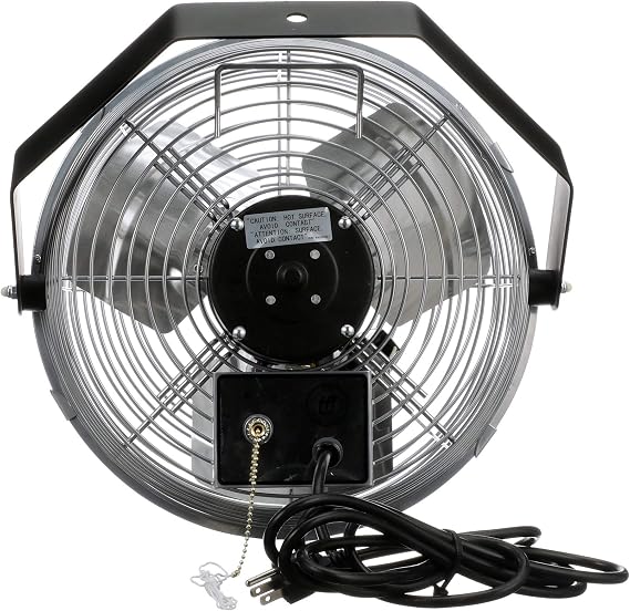 TPI U-12-TE Wall Mount Heavy Duty Ceiling Barn Fan for Garage, Shop, Workstation, Patio, 12 High-Velocity Commercial Indoor/Outdoor Fan, 1/12 Hp