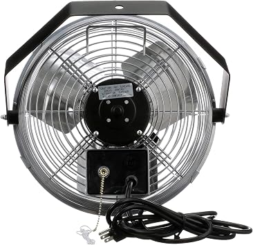 TPI U-12-TE Wall Mount Heavy Duty Ceiling Barn Fan for Garage, Shop, Workstation, Patio, 12 High-Velocity Commercial Indoor/Outdoor Fan, 1/12 Hp