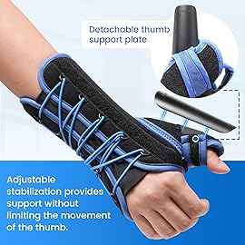 Velpeau Carpal Tunnel Wrist Brace with Thumb Stabilizer Night Support, Stabilizes Wrist Thumb Joint, Pain Relief for Tendonitis, De Quervain\'s Tenosynovitis, Arthritis (Drawstring, Left Hand, L)