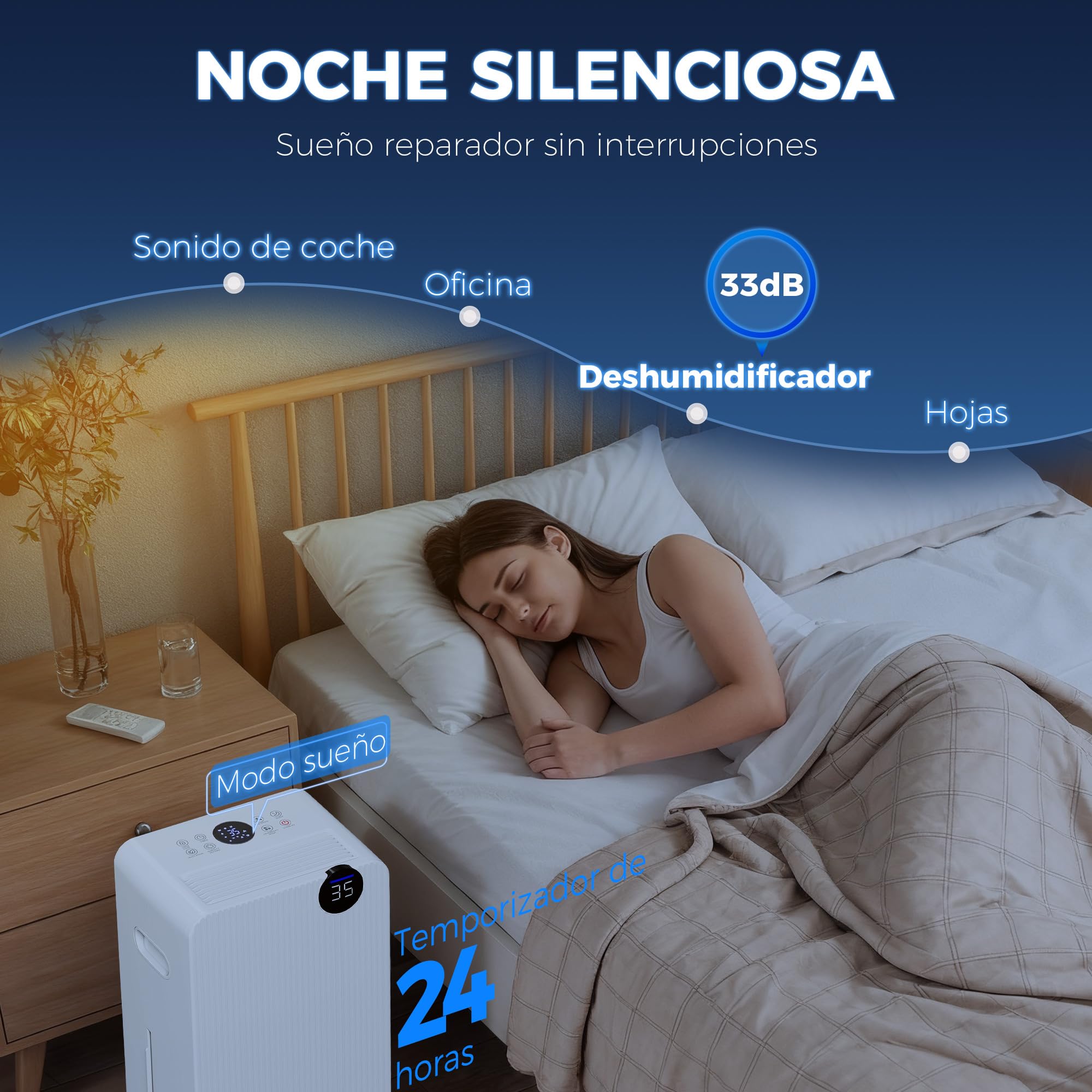 HOMCOM Deshumidificador 12L/día Depósito 2,1L Silencioso Eléctrico 12-25㎡ | 4 Modos, Pantalla LED, Temporizador, Apagado Automático, Bloqueo Infantil, Drenaje Continuo