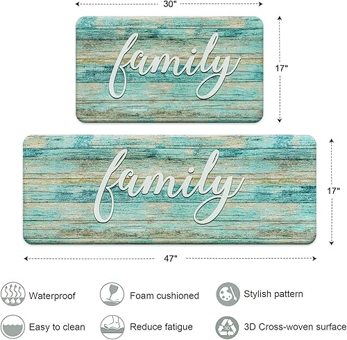 Vista 16 de ROSMARUS Tapetes de cocina para piso, juego de 2 piezas, tapetes acolchados antifatiga, impermeables, fáciles de limpiar, cómodos tapetes de pie