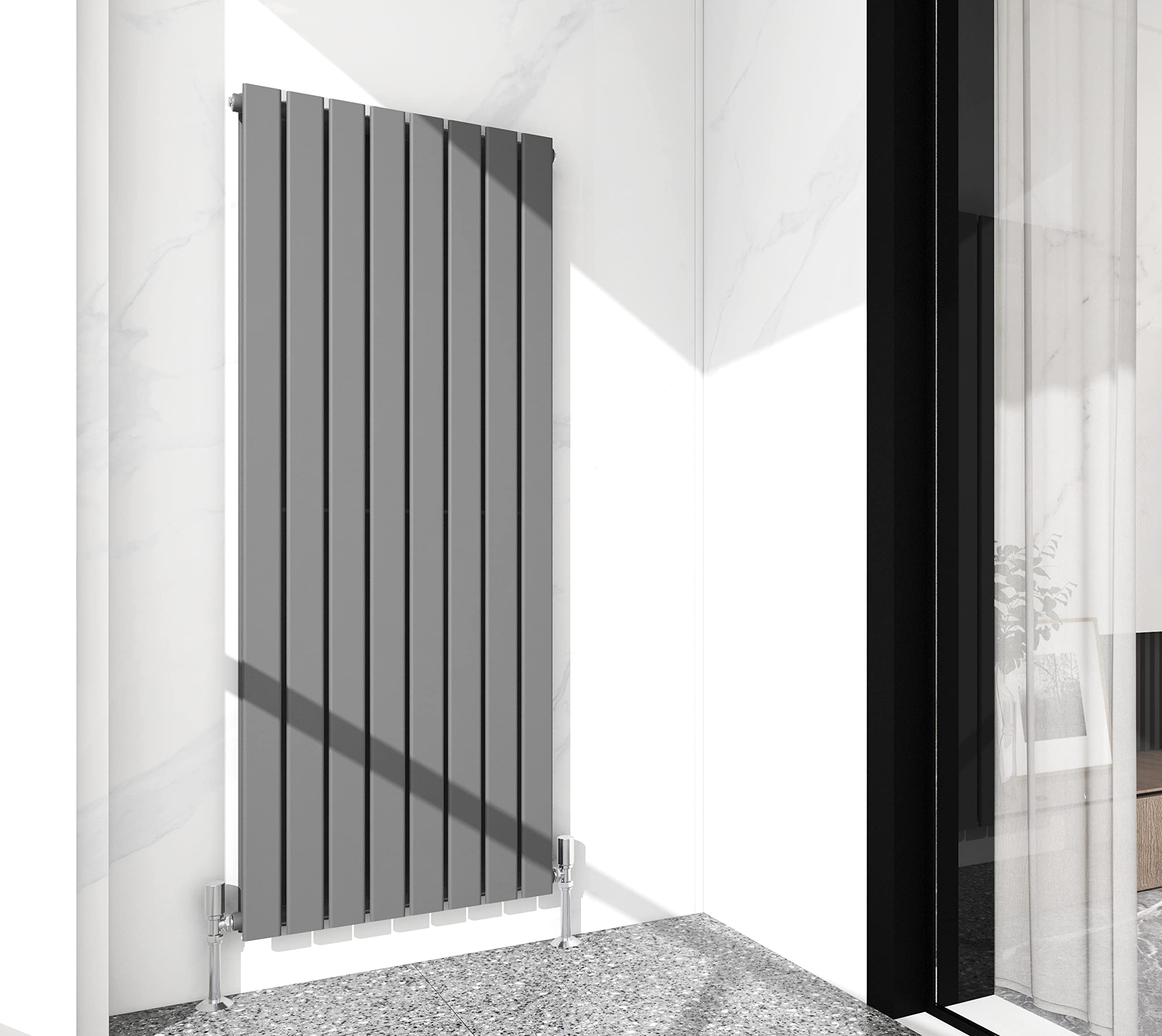 Mcc Direct Anthracite Radiator Horizontal Vertical Designer Flat Panel Central Heating Radiator 1600Mm Height (1600X544mm Double, )