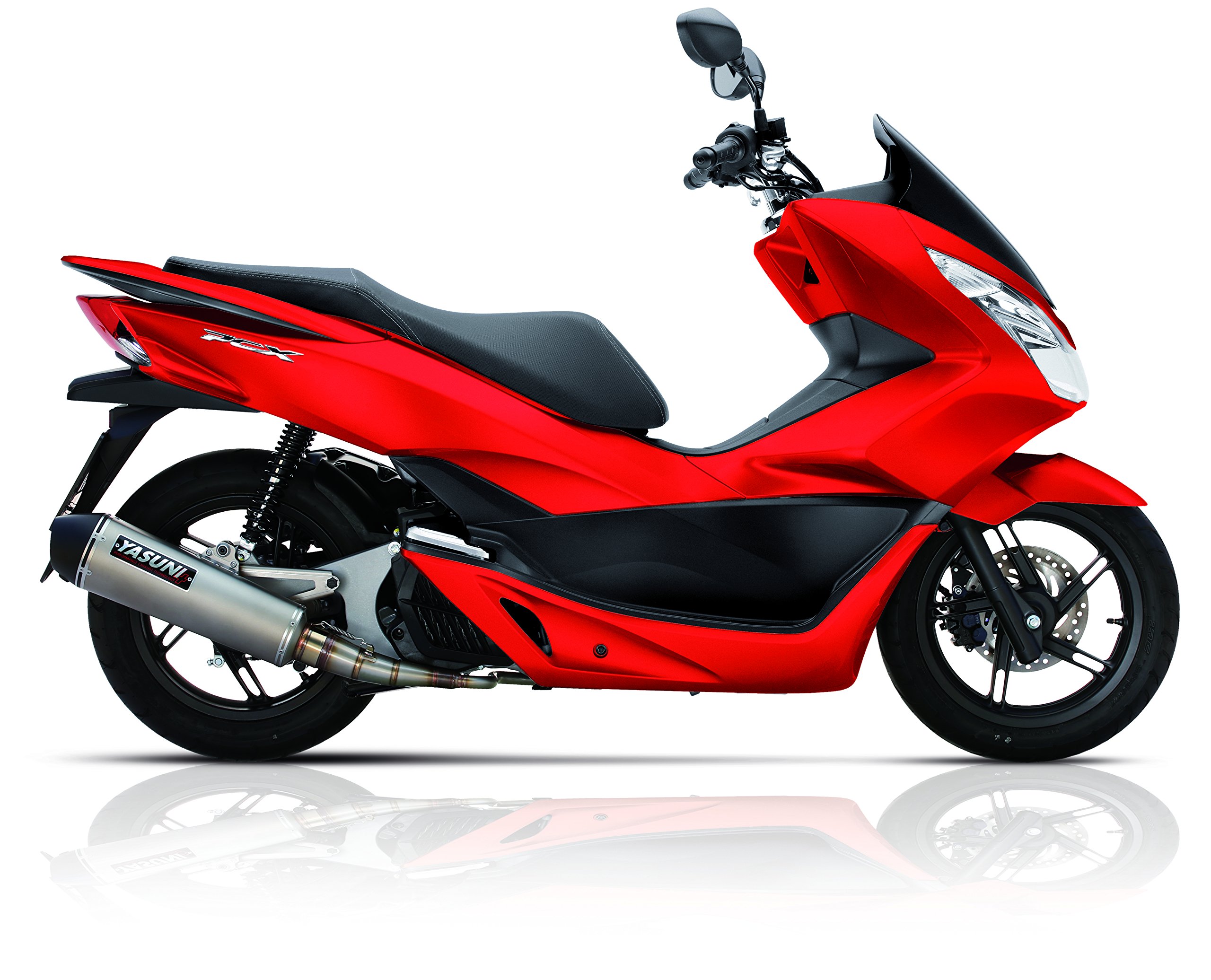Yasuni Escape Maxiscooter 4 Zeiten E9, CE, CE Prüfzeichen, Honda PCX 125 (12 – 18)/SH 125 (13 – 18)/SH 150 (13 – 18), Titan, Honda | AISI-304 Edelstahl-Krümmer, Alu-Endschalldämpfer, ca. 40% Gewichtsersparnis; kompatibel mit Honda PCX 125i eSP 4T LC 17-