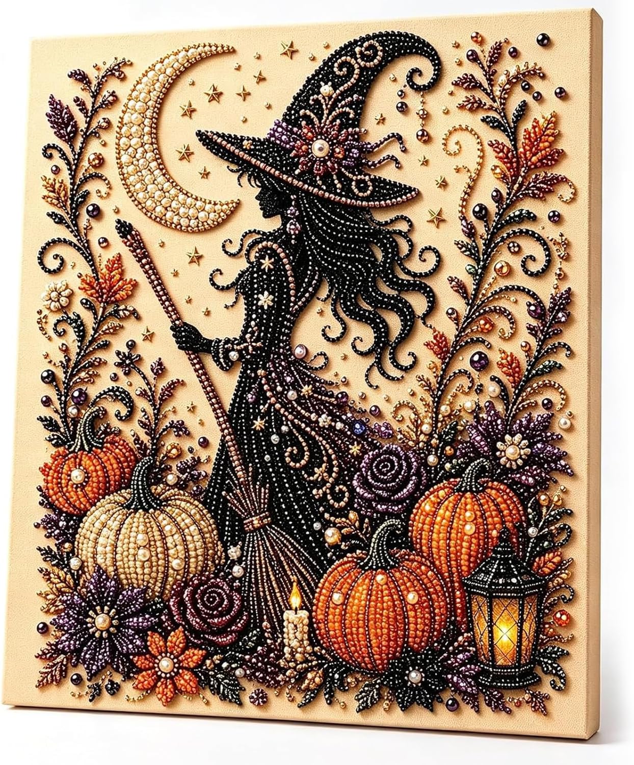Halloween Ghost Pearl Art DIY Kit,Cute 3D Pearl Mosaic Craft Set (#B)