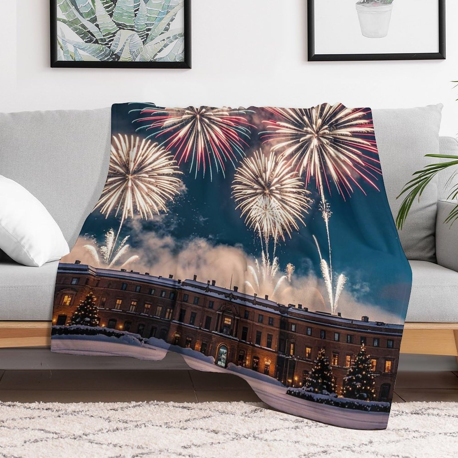 Couverture micro polaire feux d'artifice plaid flanelle léger lit canapé salon