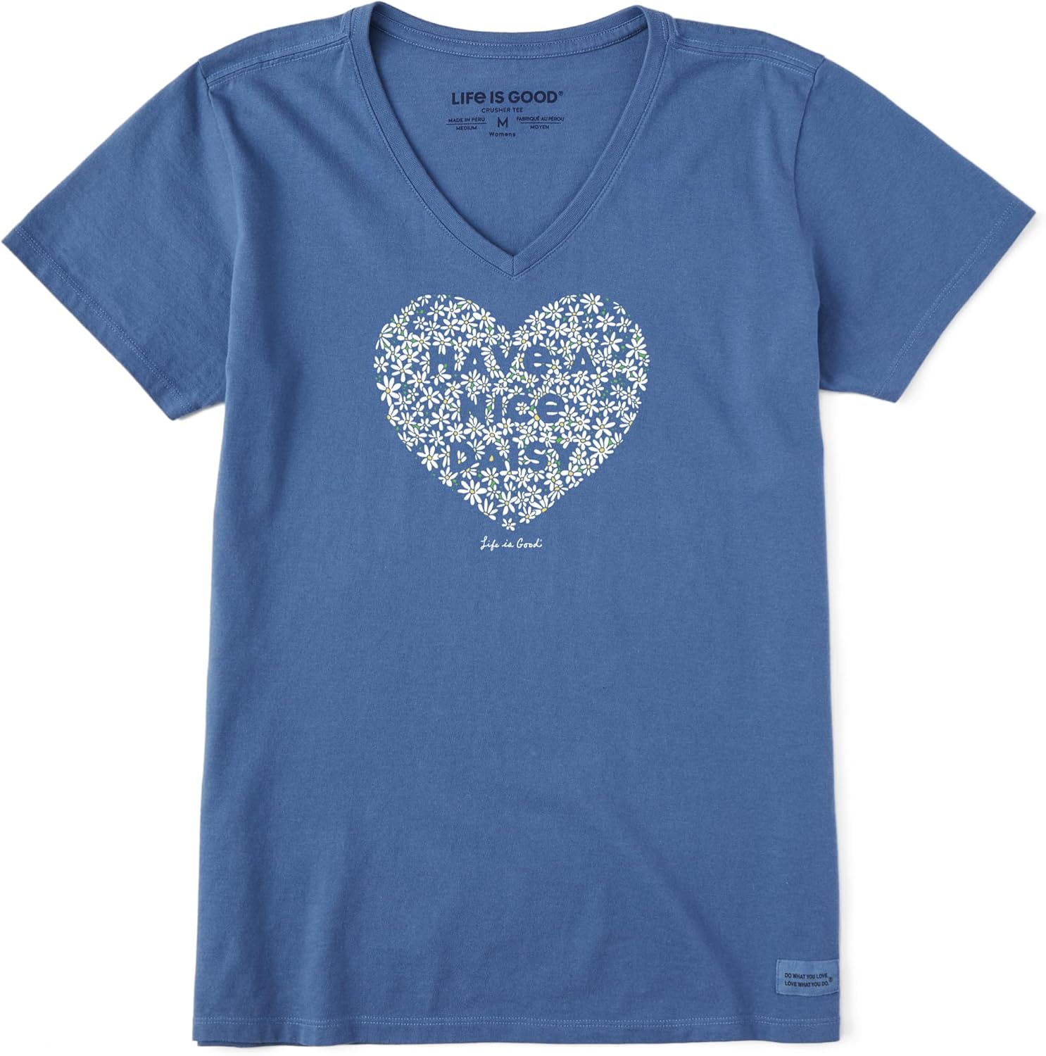 Life is Good Womens Crusher Tee Shirt, Short Sleeve Cotton Graphic T-Shirts, Have a Nice Daisy