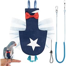 Adjustable Parrot Diaper, Parrot Clothes for Birds, Parrot Diaper Bird Flight Suit, Bird Diaper Harness, Bird Parrot Diaper with Elastic Training Rope Dark Blue, 1PCS