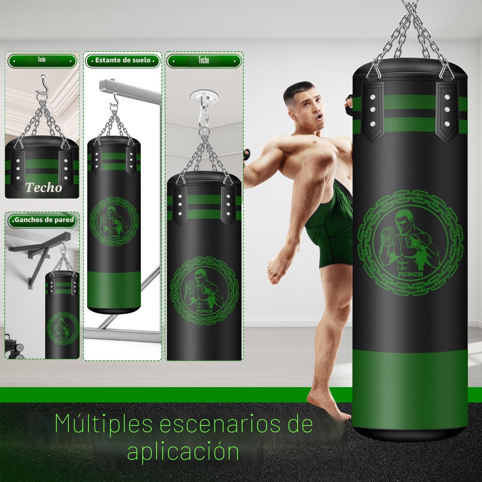 NZQXJXZ Saco de Boxeo para Colgar,120cm sin Rellenar Relleno Saco Boxeo, Microfibra de Cuero Bolsa Pesada para la formación de Kickboxing Fitness MMA Grappling Muay Thai Karate