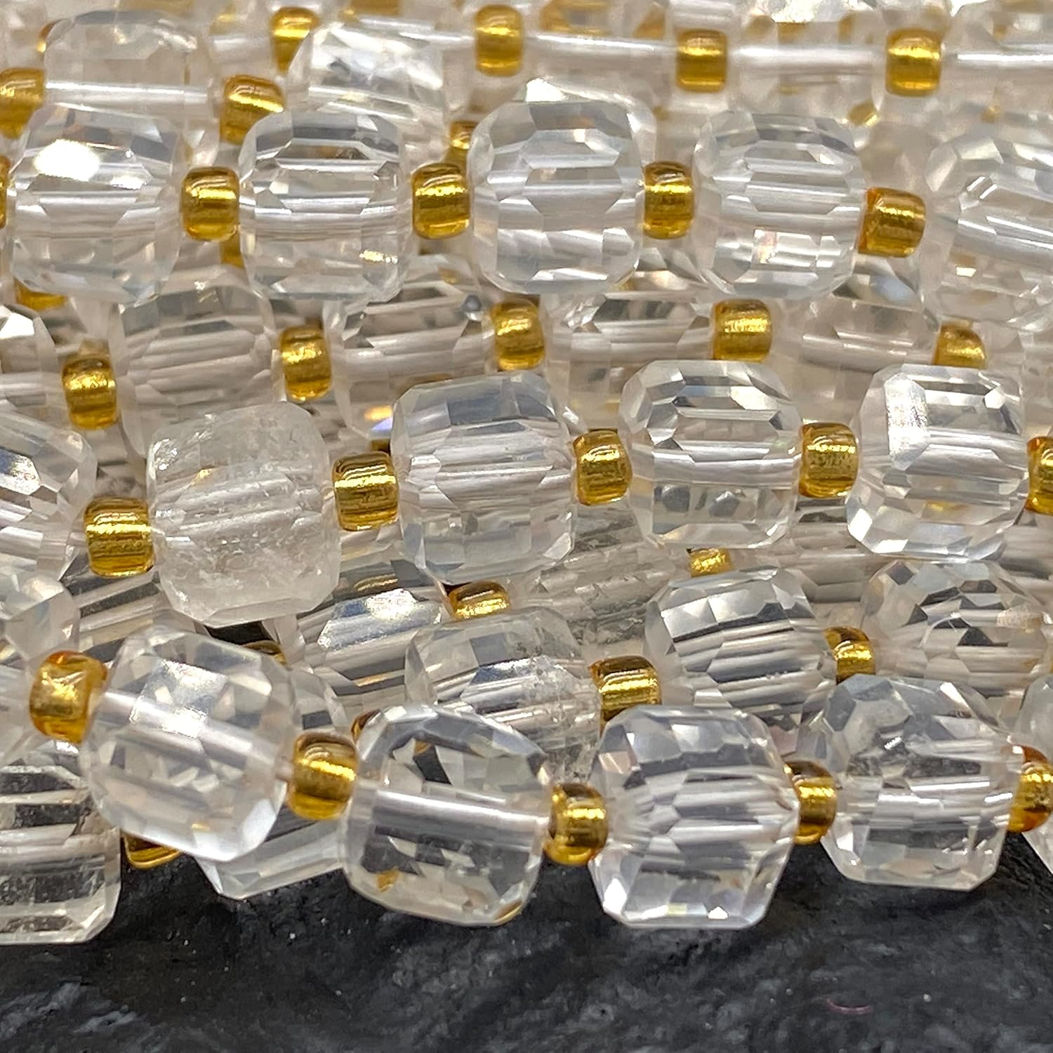 ABCGEMS Madagascan Crystal Quartz Beads (A Revolutionary Cutting Technique Brings a More Dynamic Look to a Traditional Cube) Crystal Chakra Energy Stone Diamond-Cut 3D Magical-Cube 8mm
