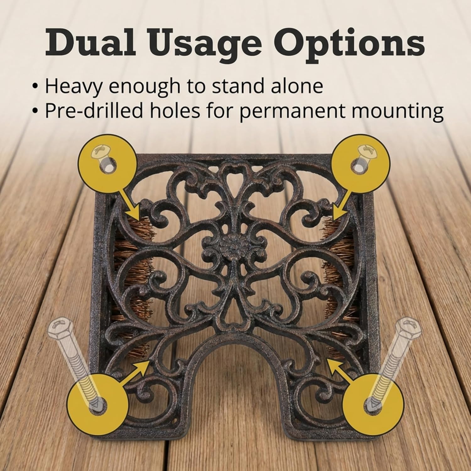 Lulu Decor, Cast Iron Boot Scraper with Brush, Antique Black