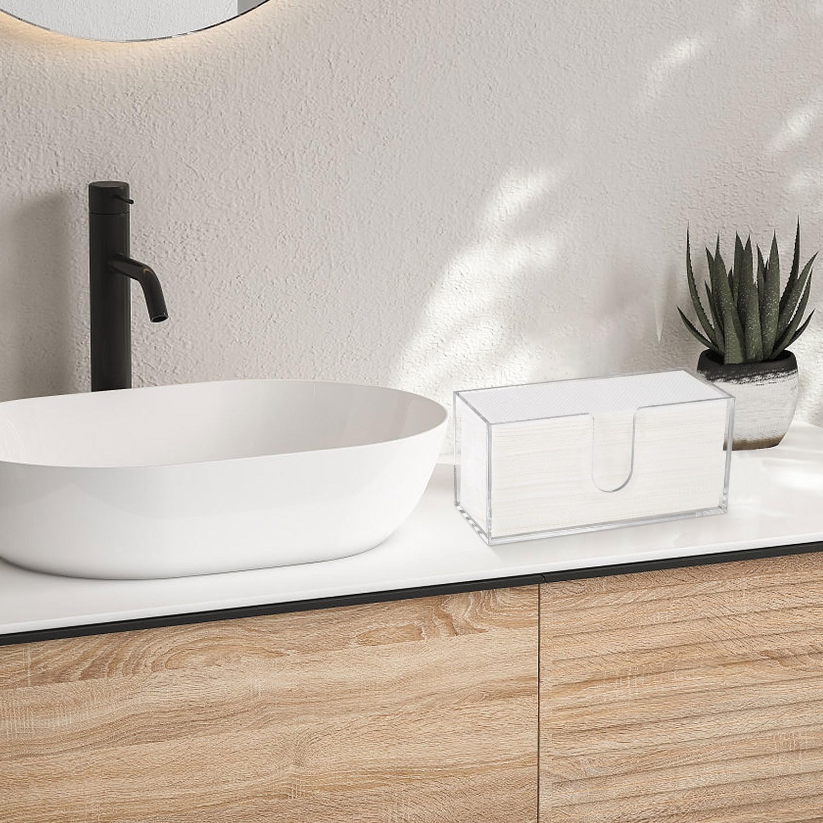 Dispensador de toallas de papel acrílico, soporte para toallas de papel transparente, soporte para servilletas de triple pliegue, adecuado para toallas de papel plegables en Z, plegado en