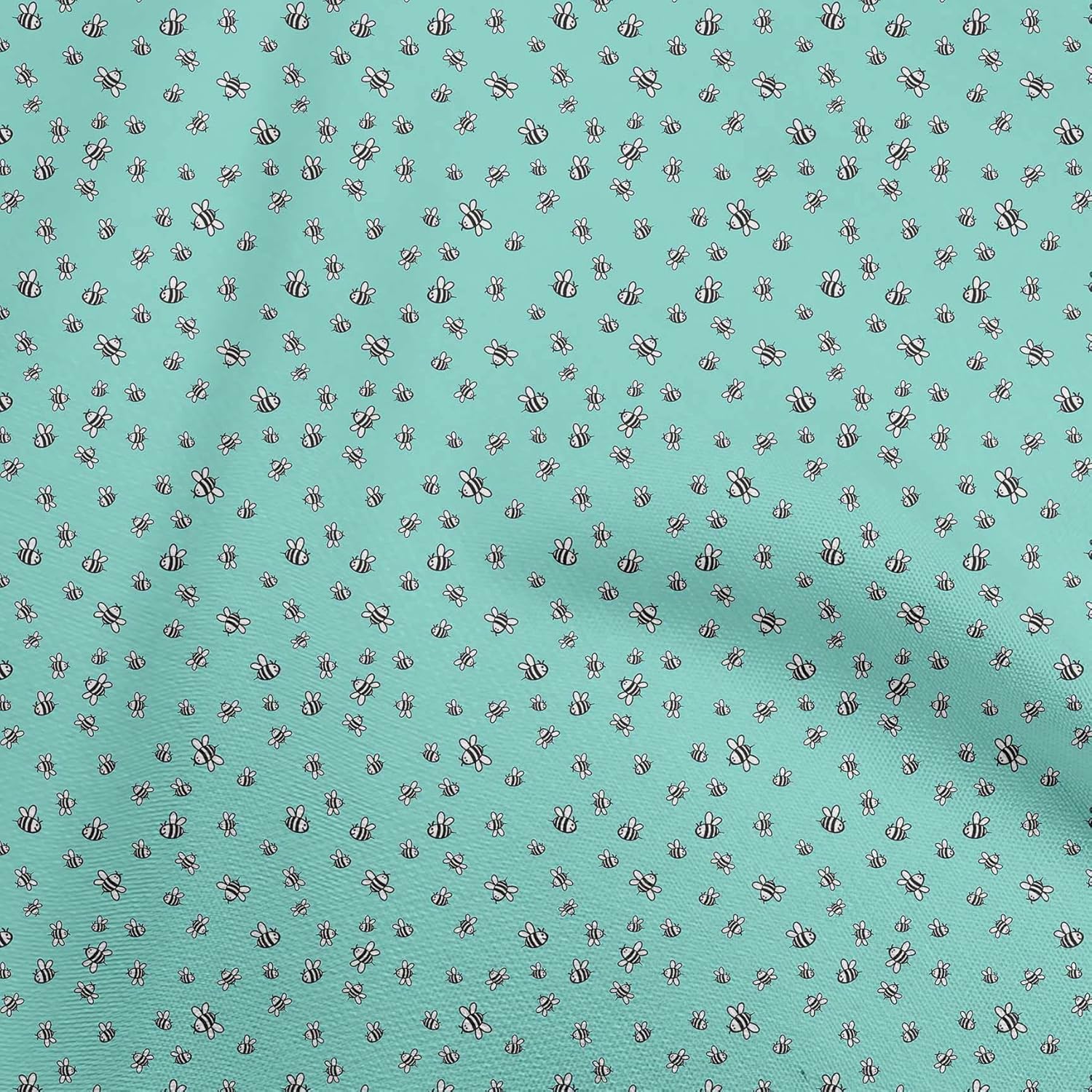 oneOone Cotton Jersey Teal Blue Fabric Honey Bees DIY Clothing Quilting Fabric Print Fabric by Yard 58 Inch Wide