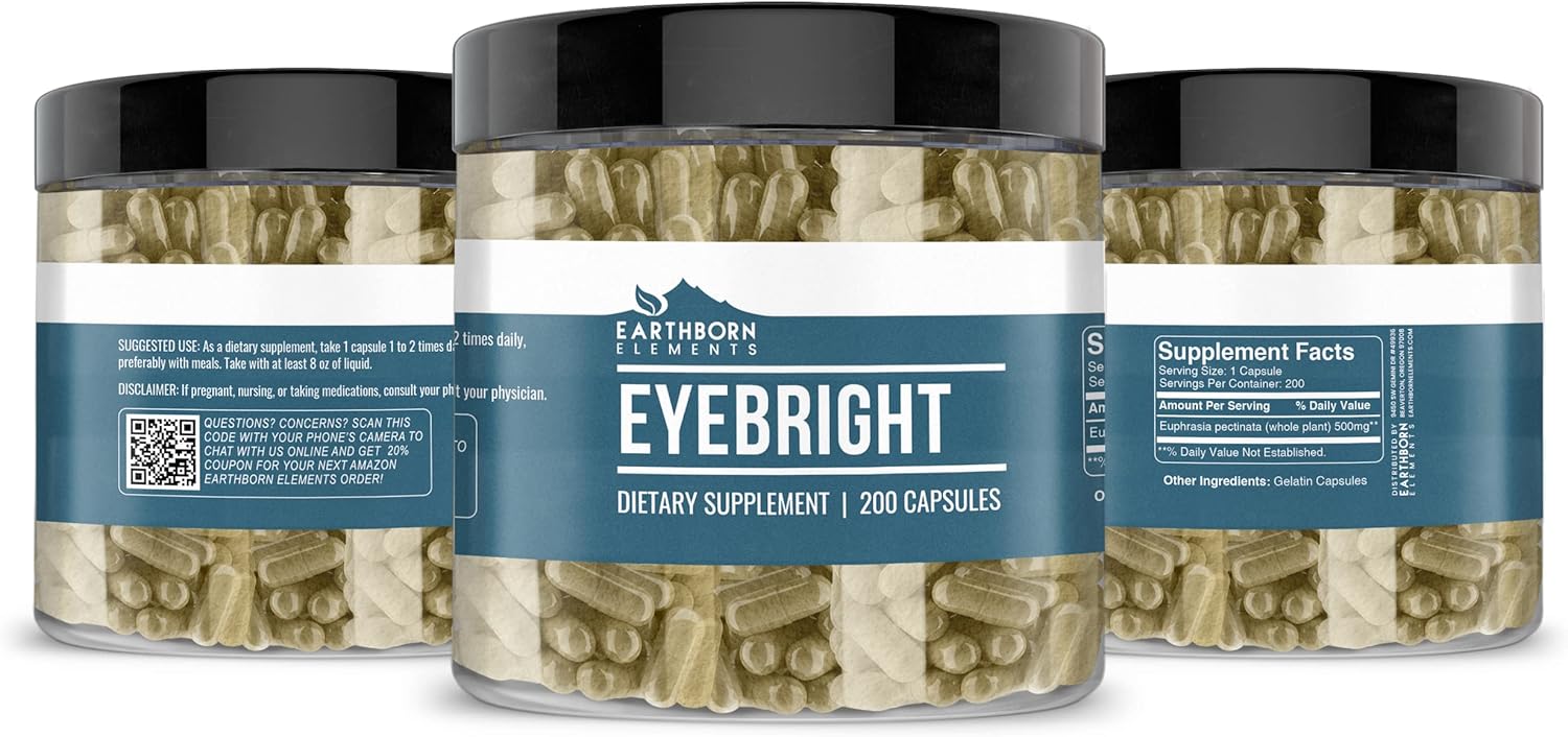 Earthborn Elements Eyebright 200 cápsulas puro y sin diluir sin