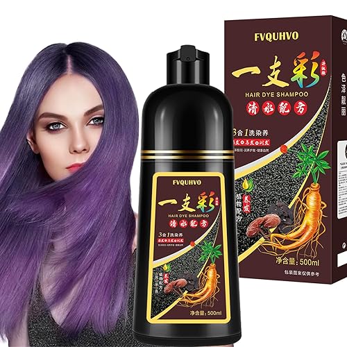 Miniatura 1 de Champú instantáneo de color de cabello, champú de tinte de cabello morado 3 en 1 para mujeres y hombres, champú de cabello morado de larga duración,