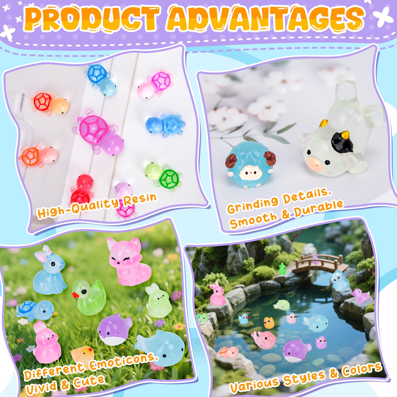 Hysagtek 150Pcs Glow in The Dark Mini Resin Animals, 22 Styles Miniature Animal Figurines - Image 2