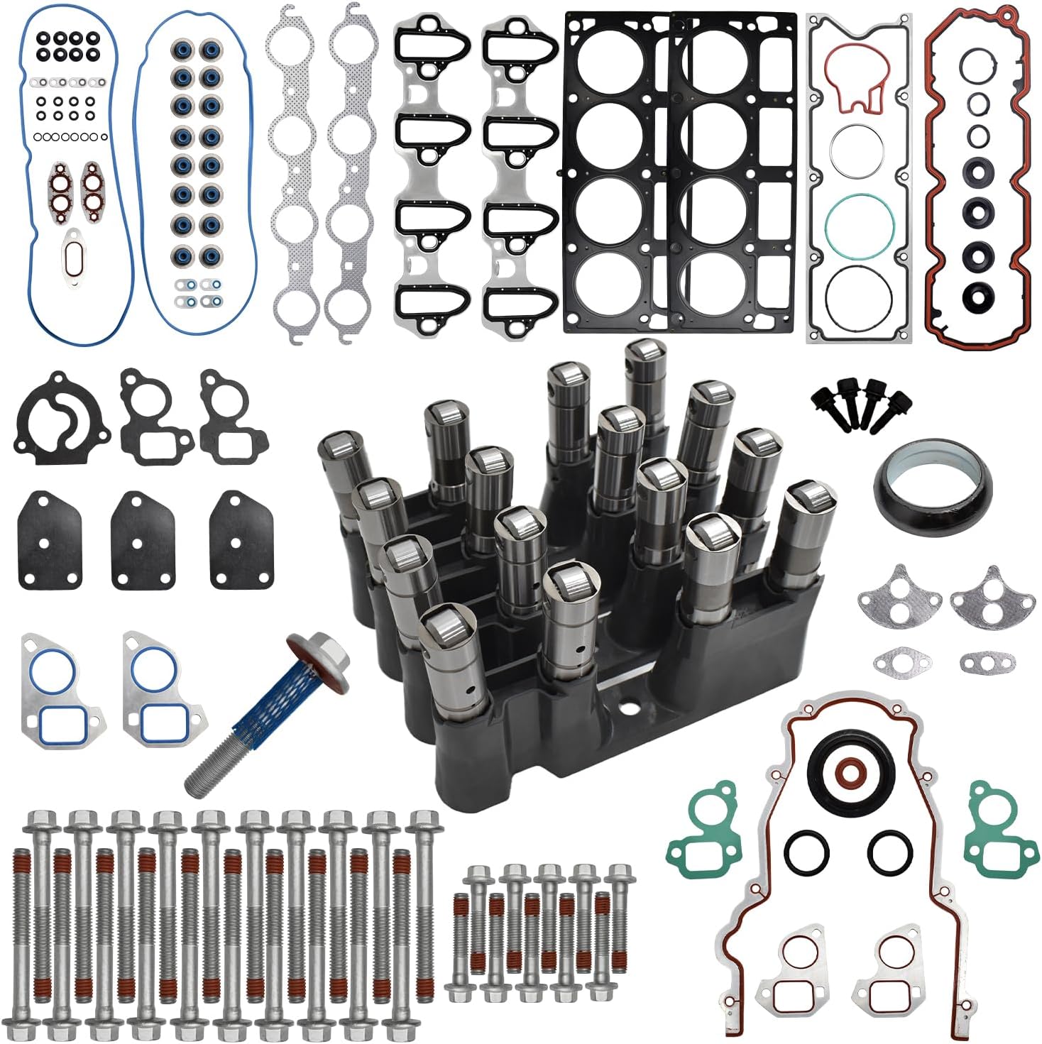 16Pcs Active Fuel Management Valve Hydraulic Roller Lifters With Head Gasket Set & Bolts Fit for Chevrolet Silverado 1500 Suburban Tahoe Trailblazer GMC Sierra Yukon 5.3L 2007-2013