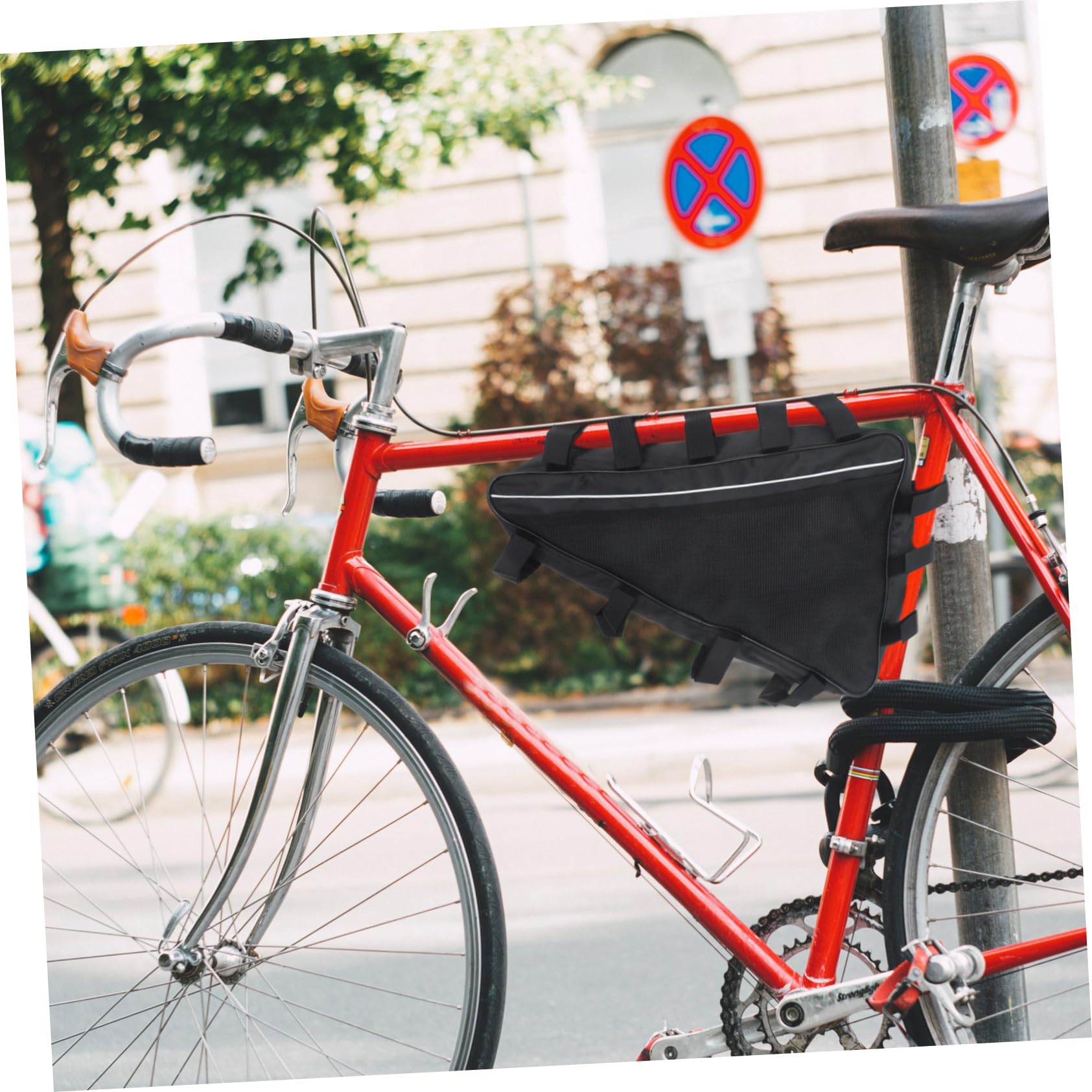 Borsa Triangolare da Bici per Telaio, Nera, Oxford | Grande Capacità, Resistentee Intemperie E’usura, Facile da Installare per Ciclismo e Trekking