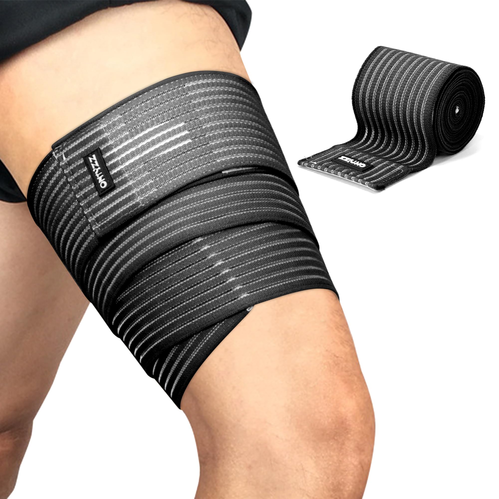 ONTYZZ Tutore Bendaggio Ginocchio 1 Pezzo Alta Elasticità Involucro Compressivo della Coscia per Sport Palestra Corsa Tozzo Allenamento Avvolgente Supporto per Vitelli Nero/180cm
