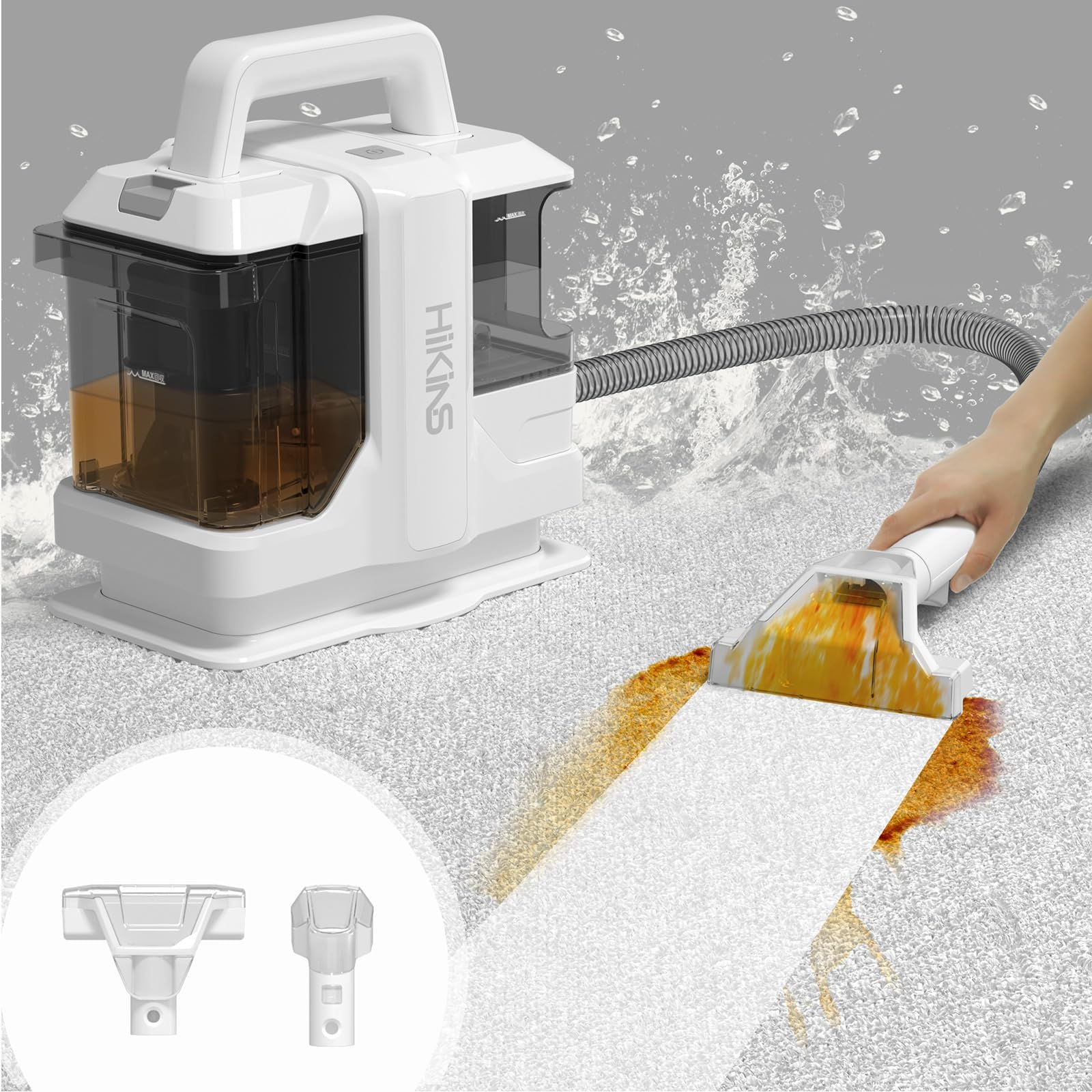 Amazon 【動画付き】 seathestars カーペットクリーナー 布洗浄機 染み抜き 【持ち運びできるコードレス式】 リンサー洗浄