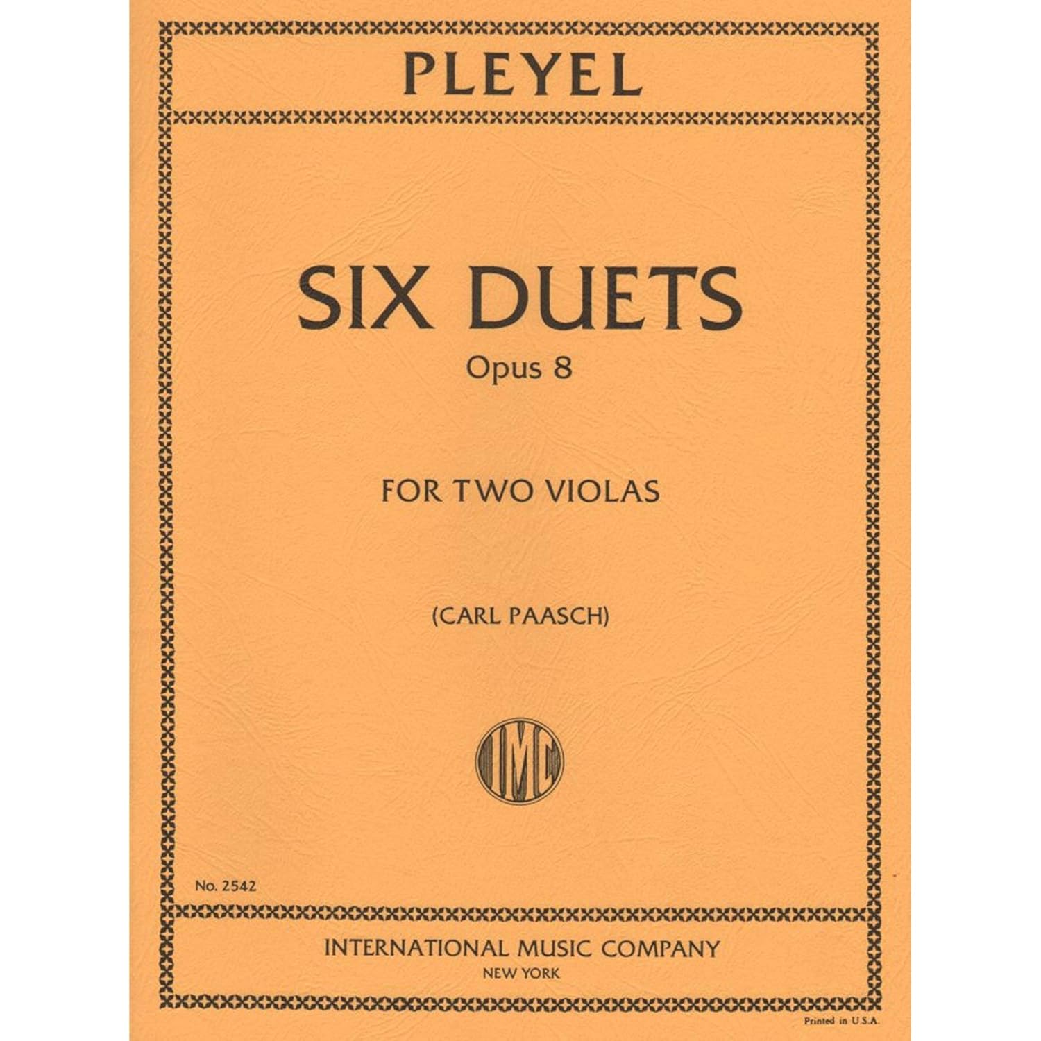 Pleyel, Ignace Joseph - Six Duets, Op 8, B 538-543 For Two Violas Edited by Paasch Published by International Music Comp      Sheet music