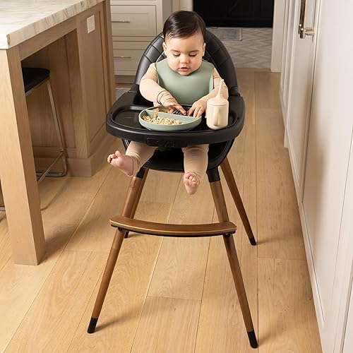 Miniatura 9 de Silla alta convertible para bebés, niños pequeños, niños y niños Trona de madera con altura ajustable y bandeja apta para lavavajillas Silla de