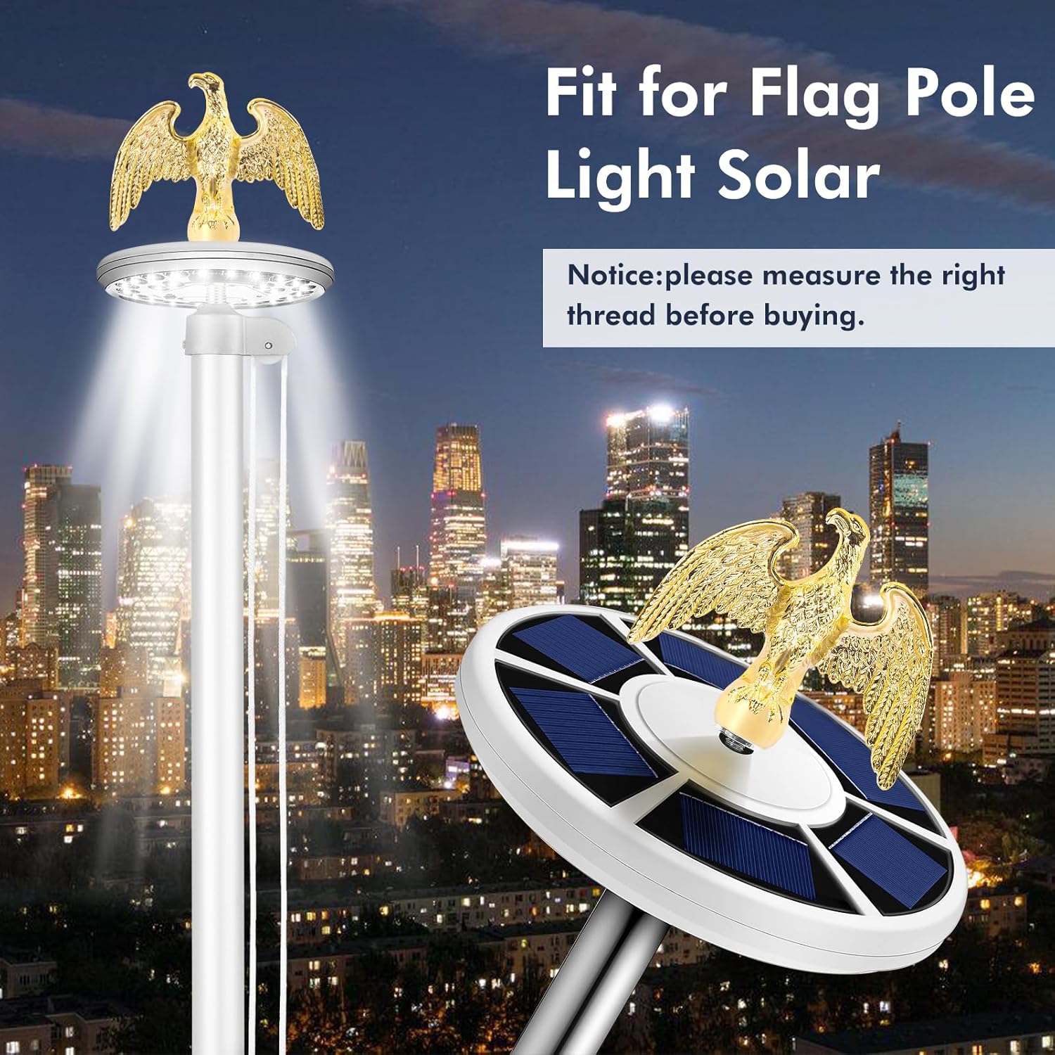 Eagle Flag Pole Ball Topper Ornament - Aluminum Alloy Eagle Finial-1/2-13UNC Threading Fit 20/25/30Ft Telescoping/Sectional Flagpoles Outside House - Image 4