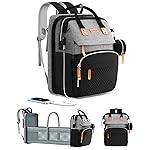 ISMGN Diaper Bag Backpack with Changing Station, Multifunctional Diaper Bag, Extra Large Capacity, Baby Bag, GreyBlack