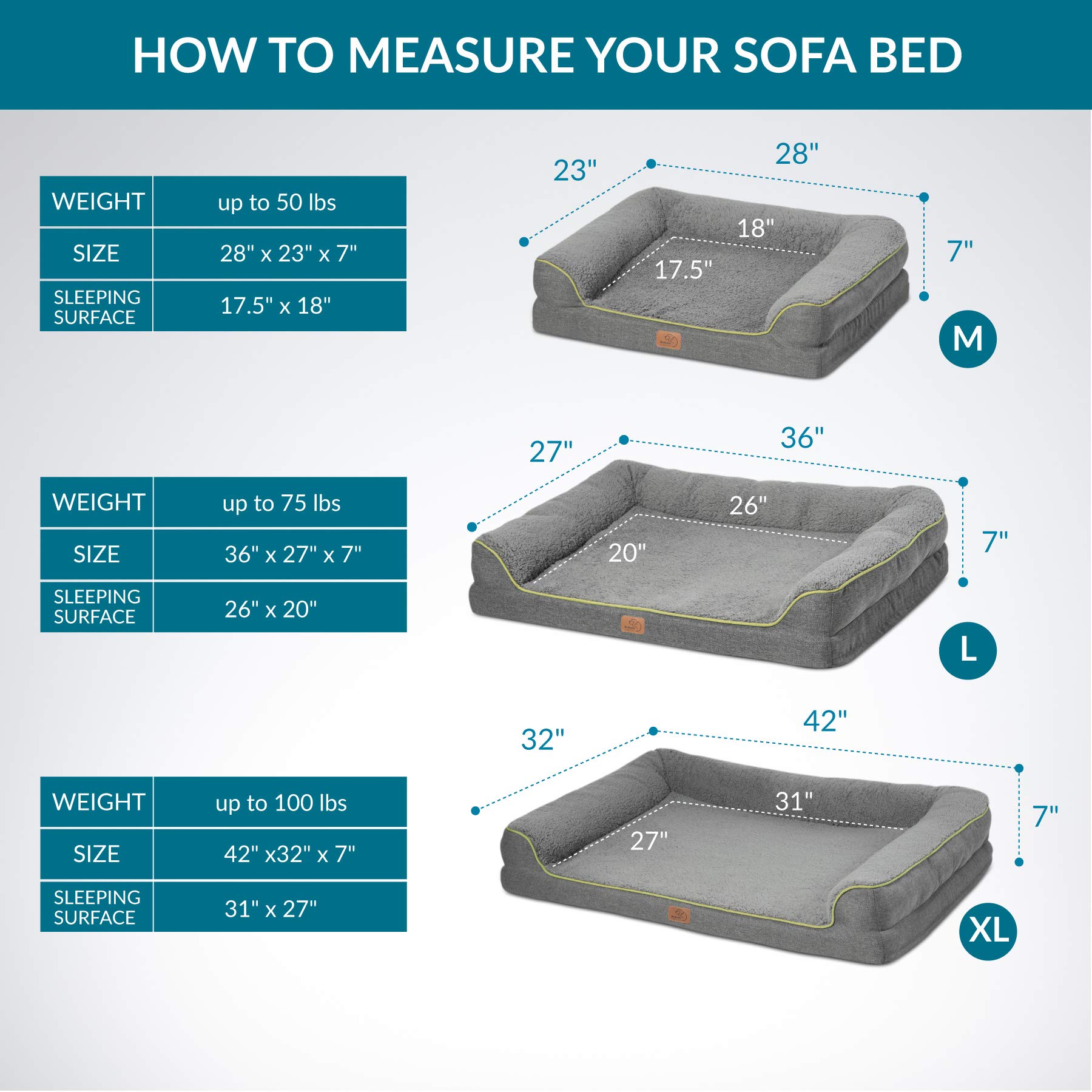 Bedsure Orthopedic Dog Bed for Medium Dogs Memory Foam Waterproof Dog