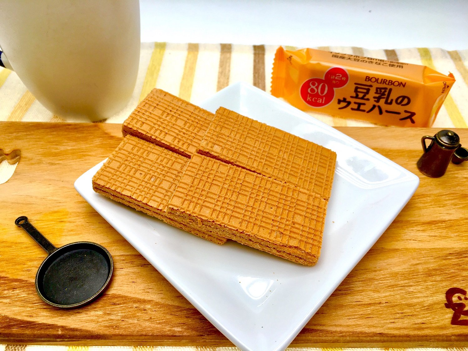 Bourbon Soybean Cream Soy Wafers Biscuit Cookies 16pcs - 6 Pack - Japan Import