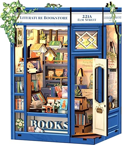 Miniatura 20 de CUTEBEE - Kit de rincón de libros - Juego de construcción DIY de casa en miniatura para adultos, estantería de casa en miniatura para libros,