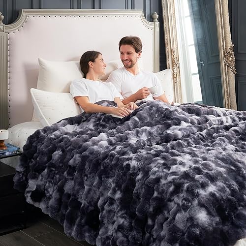 Miniatura 30 de Cozy Bliss Manta de Tiro de Piel Sintética para Sofá, Manta de Felpa Suave Difusa y Gruesa de Burbujas para Sofá Dormitorio Sala de Estar, 50 * 60