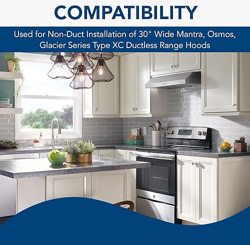 Miniatura 2 de Broan-NuTone HPF30 Filtro de carbón de repuesto (XC) para campanas extractoras sin conductos de doble filtro, filtro de aire de carbono, 2 unidades