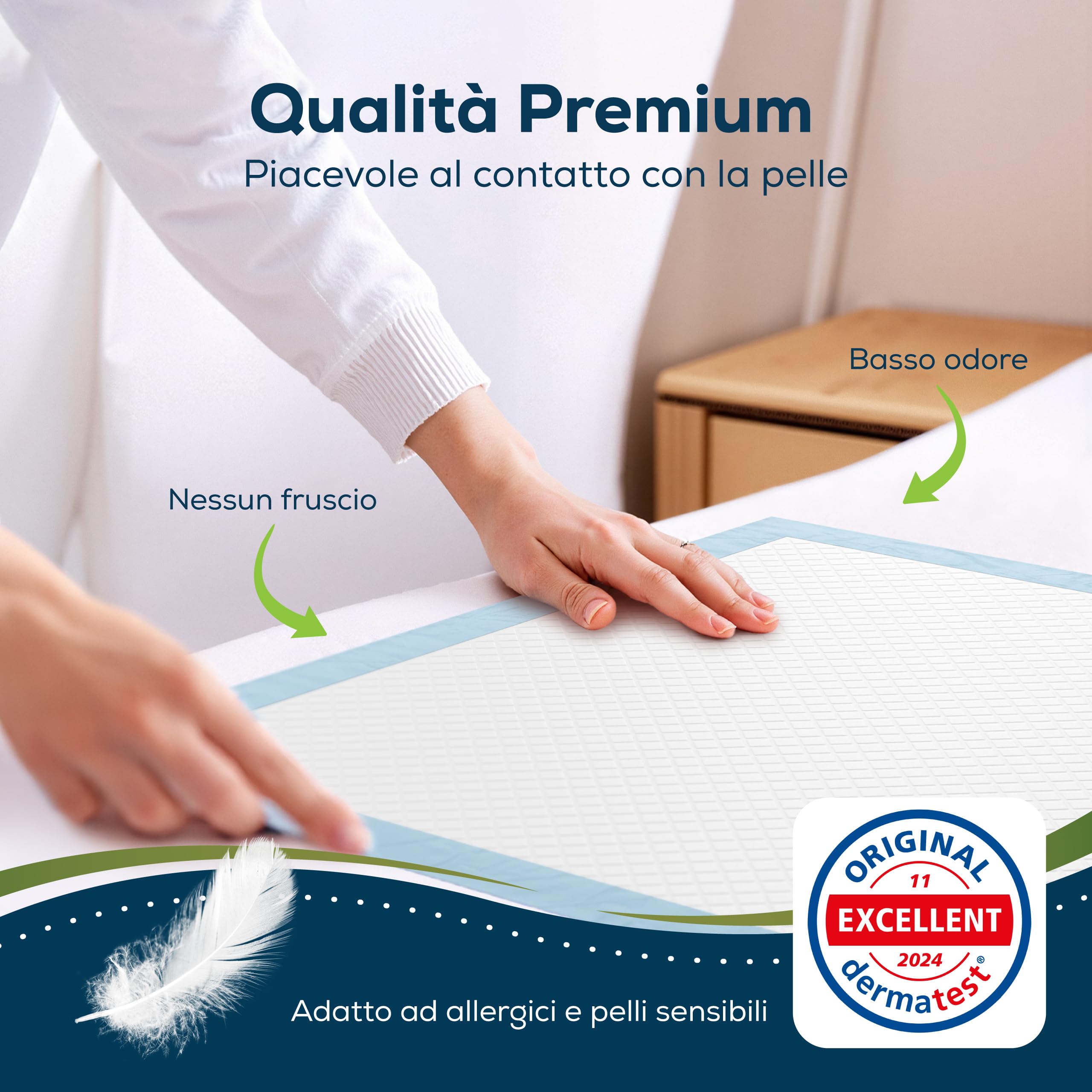 Sensalou Traversine Monouso 60x60 cm – 100 Pezzi – Teli Assorbenti Impermeabili per Incontinenza, Bambini, Anziani, Animali, Letto, Cambio, Protezione Igienica, Assistenza Domiciliare e Sanitaria