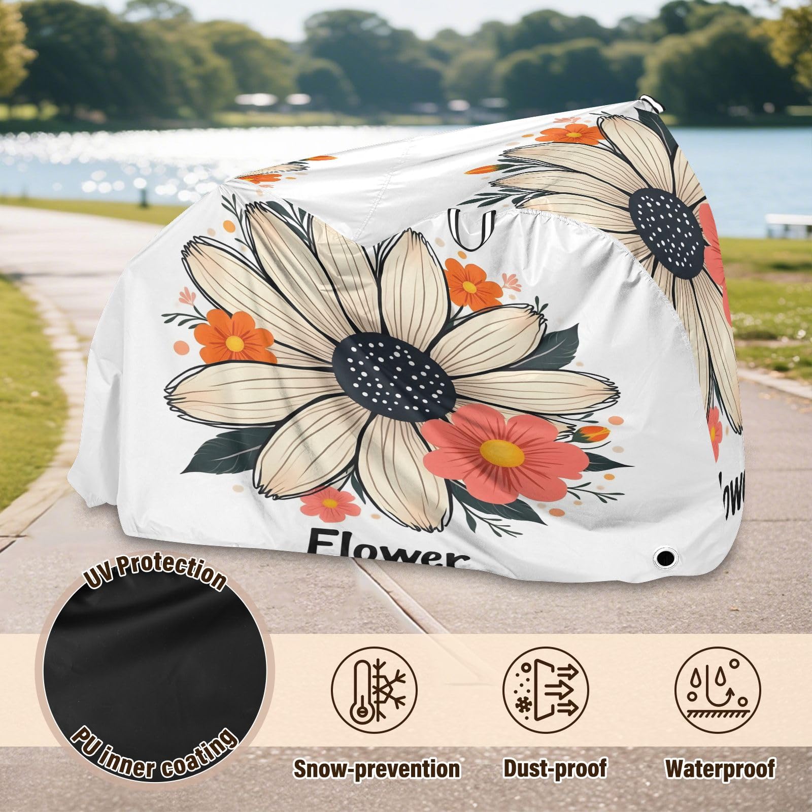 Pokrowiec na rower, wodoodporny, outdoorowy, rowerowy, motorower, wytrzymały, wiatroszczelny, ochrona przed słońcem, do rowerów górskich, szosowych, stokrotek